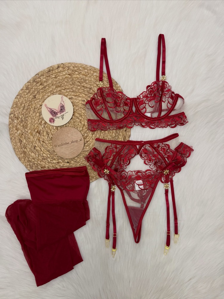 Kadın Bordo Dantel İç Çamaşırı - Lace Bralette Set incelemesi ve fiyatı